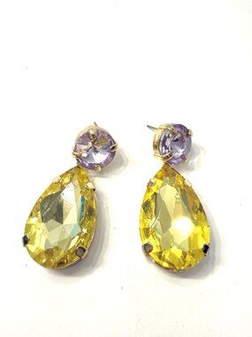 BaubleBar Yellow and Pink Sparkly Earrings, Peirced